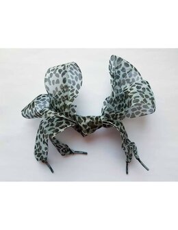 Veters organza lint luipaard zwart-zilver 40mm - 110cm