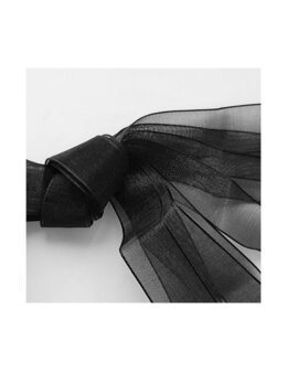 Veters organza lint zwart 25mm - 120cm