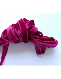 Veters dubbel fluweel bordeaux rood 10mm - 120cm