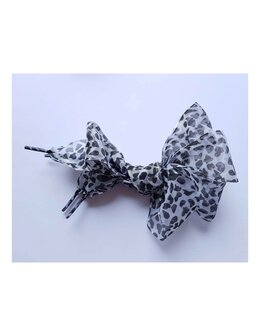 Veters organza lint luipaard zwart-grijs 40mm - 120cm