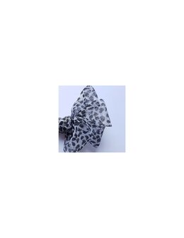 Veters organza lint luipaard zwart-grijs 40mm - 120cm