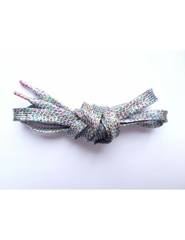 Veters glitter zilver-multicolour 10mm - 120cm