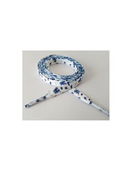 Veters bloemen blauw 8mm