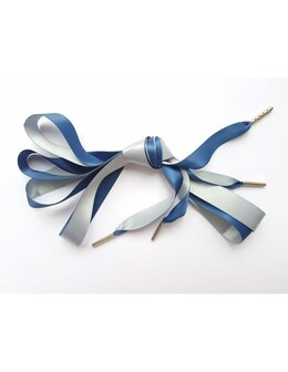 Veters satijn lint blauw-grijs 16mm - 140cm