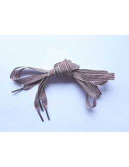Veters ruit pied-de-poule rood-wit 10mm - 120cm