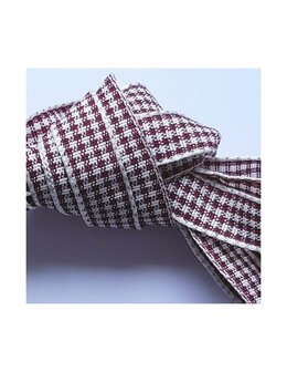 Veters ruit pied-de-poule rood-wit 10mm - 120cm