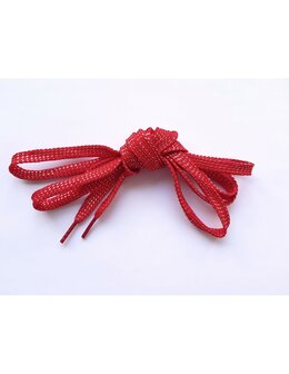 Veters glitter rood-zilver 9mm - 110cm