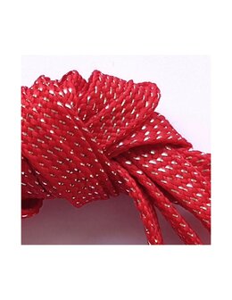 Veters glitter rood-zilver 9mm - 110cm