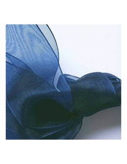 Veters organza lint donkerblauw 40mm - 120cm