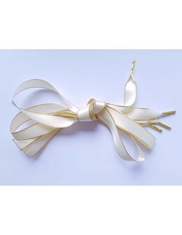 Veters satijn lint glitter creme-goud 16mm - 120cm