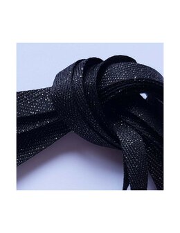 Veters glitter visgraat zwart-zilver 10mm - 120cm