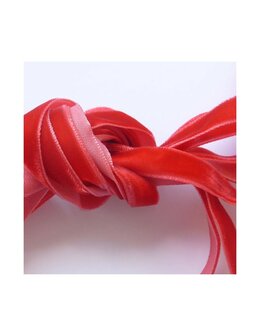 Veters fluweel rood 10mm - 120cm