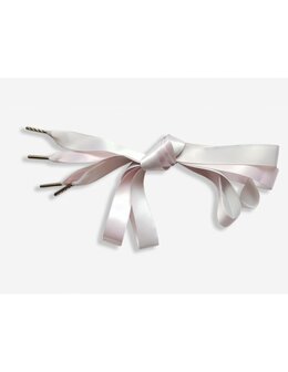 Veters satijn lint lichtgrijs-lichtroze 16mm - 120cm