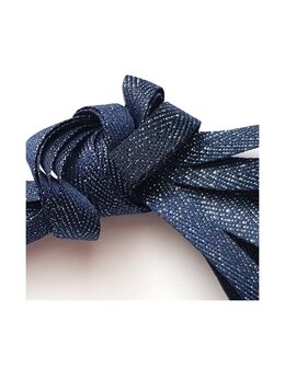 Veters glitter visgraat blauw-zilver 10mm - 120cm