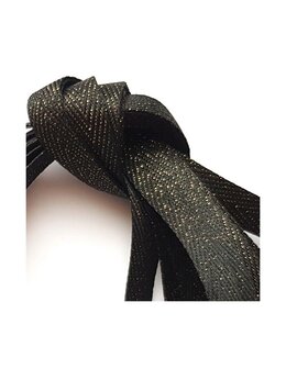 Veters glitter visgraat zwart-goud 10mm - 120cm