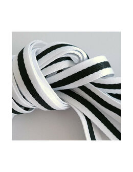 Veters streep wit-zwart 10mm - 120cm