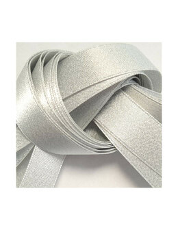 Veters glitter satijn lint zilvergrijs-glans 16mm - 120cm