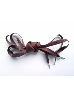 Veters glitter visgraat bruin-zilver 10mm - 120cm