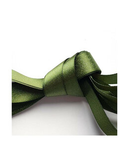 Veters glitter satijn lint olijfgroen-glans 16mm - 120cm