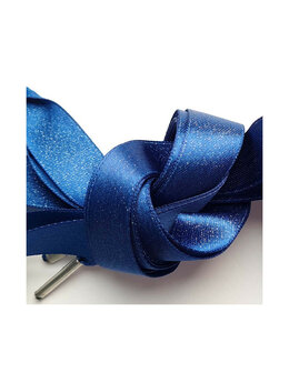 Veters glitter satijn lint blauw-glans 16mm - 120cm