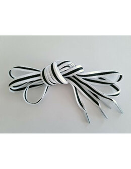 Veters streep wit-zwart 10mm - 120cm
