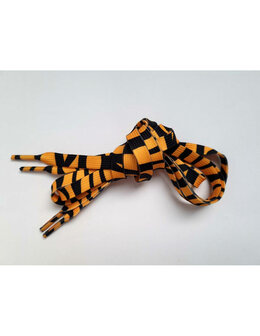 Veters zebra zwart-okergeel 9mm - 120cm