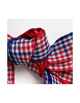 Veters lint ruit rood-wit-blauw 25mm - 120cm