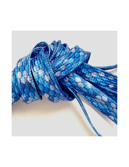 Veters met blauwe reptiel print 8mm - 120cm