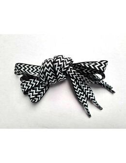 Veters zigzag zwart-wit 15mm - 120cm