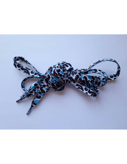 Veters luipaard/panter/tijger zwart-blauw 10mm - 120cm