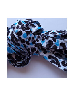 Veters luipaard/panter/tijger zwart-blauw 10mm - 120cm