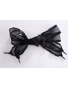 Veters organza lint zwart met randje 40mm - 120cm