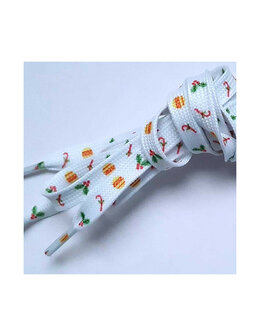 Veters kerst wit 8mm - 120cm