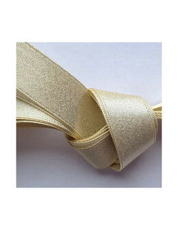 Veters glitter satijn lint beige-goud-glans 16mm - 120cm