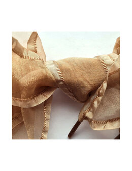 (uitverkocht) Veters organza lint goud met randje 40mm - 120cm