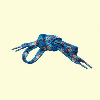 Veters kerst blauw met kerstman 12mm - 90cm
