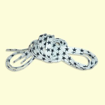 Veters wit met zwarte sterren 10mm - 130cm