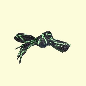Veters zwart-groen 18mm - 140cm