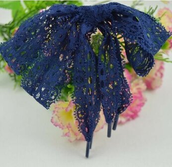 Veters kant donkerblauw 25mm - 120cm