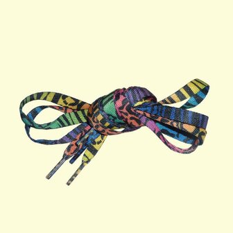 Veters luipaard/zebra regenboog 10mm - 114cm