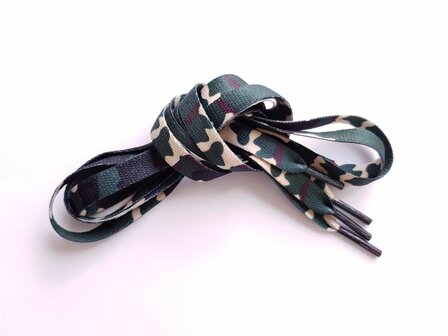 Veters camouflage kaki-zwart 10mm - 114cm