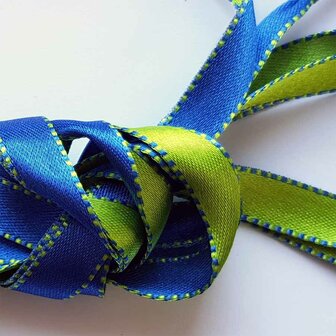 Veters satijn lint blauw-groen 10mm