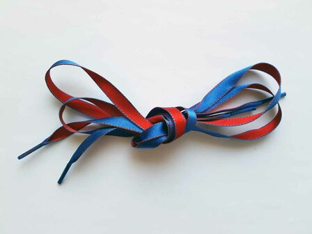 Veters satijn lint blauw-rood 10mm
