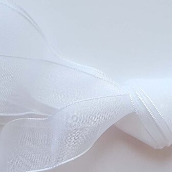 Veters organza lint wit 25mm - 120cm