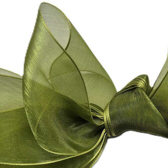 Veters organza lint olijfgroen 40mm - 120cm