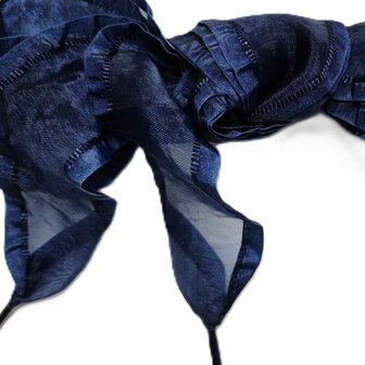 Veters organza lint donkerblauw met randje 40mm - 120cm