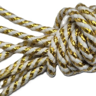 Veters glitter creme-goud rond 120cm