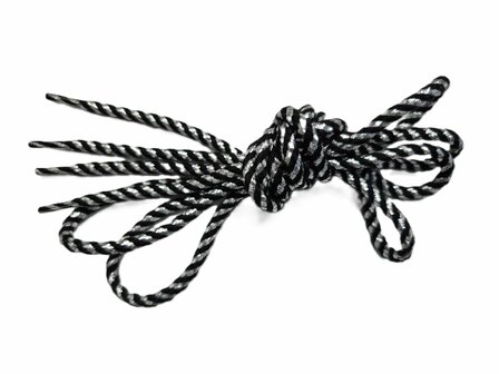 Veters glitter zwart-zilver rond 120cm