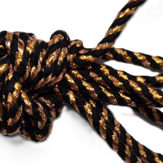 Veters glitter zwart-koper rond 120cm