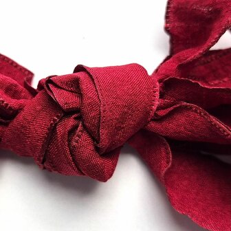 Veters lint zacht bordeaux ruit 25mm